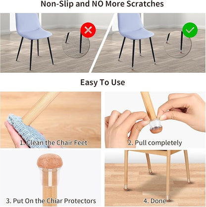 Ezprotekt 24 Pcs Small Clear Silicone Chair Leg Floor Protectors for Hardwood Floors, Chair Leg Caps Covers, Floor Protectors for Chair, Bar Stool Leg Protectors Round (S Fit: 3/5" to 3/4", 15 - 19mm) | Furniture Pads - TrueDesk