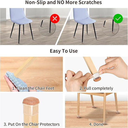 Ezprotekt 24 Pcs Small Clear Square Chair Leg Floor Protectors for Hardwood Floors, Silicone Felt Furniture Pads, Table Chair Leg Cups Covers, Bar Stool Leg Protectors Caps (S Fit: 3/5" to 7/10") | Furniture Pads - TrueDesk