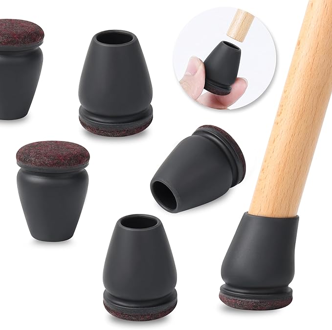 Ezprotekt 24 Pcs Small Silicone Chair Leg Floor Protectors for Hardwood Floors, Felt Furniture Pads Covers, Bar Stool Floor Protectors Caps for Chair Sliders - No Scratches (Fit 0.63" - 0.75", Black) | Furniture Pads - TrueDesk