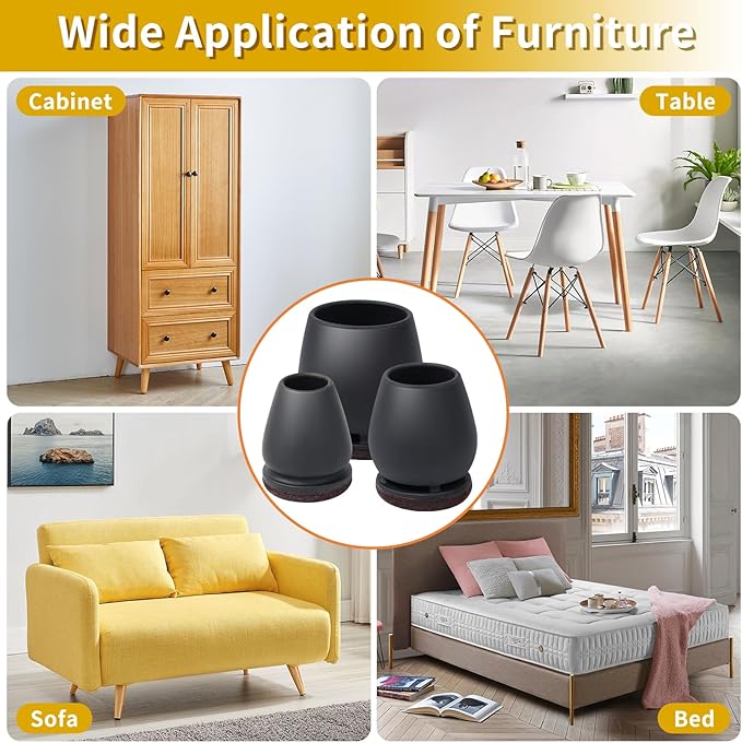 Ezprotekt 24 Pcs Small Silicone Chair Leg Floor Protectors for Hardwood Floors, Felt Furniture Pads Covers, Bar Stool Floor Protectors Caps for Chair Sliders - No Scratches (Fit 0.63" - 0.75", Black) | Furniture Pads - TrueDesk