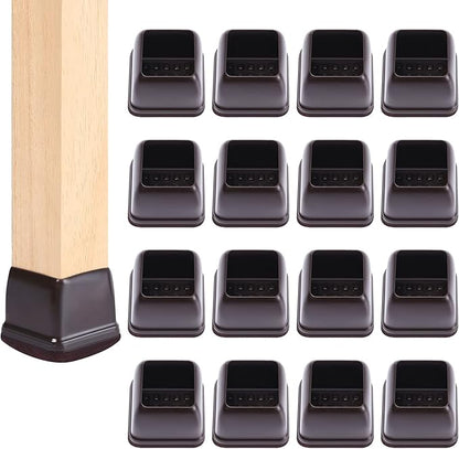 Ezprotekt 24 Pcs Square Chair Leg Floor Protectors with Felt, Silicone Felt F for Hardwood Floor, Dining Table Leg Caps Covers No Scratches (L Fit: 1" - 1.4", Dark Brown) | Furniture Pads - TrueDesk