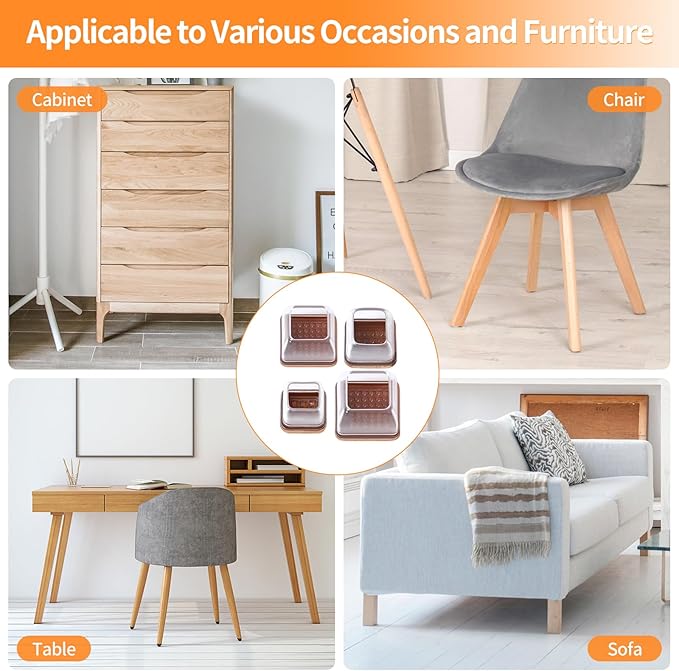 Ezprotekt 24 Pcs XL Square Clear Chair Leg Floor Protectors, Silicone Felt Furniture Pads Caps for Hardwood Floor, Dining Table Bar Stool Leg Protectors Leg Cups Covers (XL Fit: 1.5" - 2") | Furniture Cups - TrueDesk
