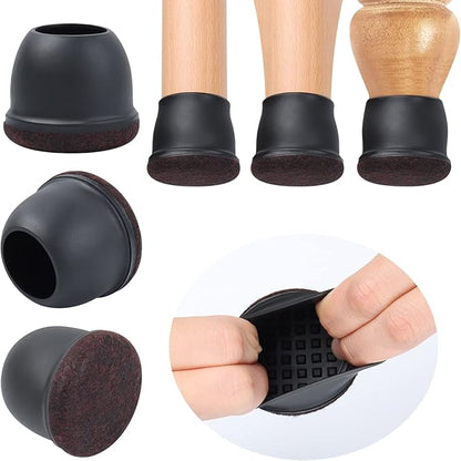 Ezprotekt 8 Pcs Extra Large Chair Leg Protectors with Felt, Silicone Felt Furniture Pads, Floor Protectors for Chair, Bar Stools Leg Protectors Caps, Table Leg Cups Covers (XL Fit: 1.4" - 1.65", Black) | Furniture Pads - TrueDesk