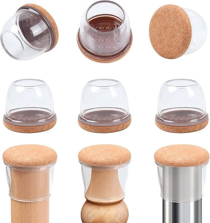 Ezprotekt 8 Pcs Extra Large Chair Leg Protectors with Felt, Silicone Felt Furniture Pads, Floor Protectors for Chair, Bar Stools Leg Protectors Caps, Table Leg Cups Covers (XL Fit: 1.4" - 1.65", Clear) | Furniture Pads - TrueDesk