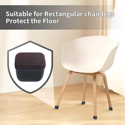 Ezprotekt 8 Pcs Rectangle Black Felt Chair Leg Floor Protectors for Hardwood Floors, Rectangle Silicone Chair Leg Caps, Furniture Leg Covers Cups for Chair Table (Fit W :0.6 - 0.8", L: 0.9 - 1.3") | Furniture Pads - TrueDesk