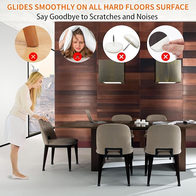 Ezprotekt 8 Pcs Rectangle Black Silicone Chair Leg Floor Protectors with Felt, Rectangle Chair Leg Caps, Furniture Leg Covers Cups for Chair Table Desk (Fit L :1.3 - 1.7", W: 0.9 - 1.2") | Furniture Cups - TrueDesk