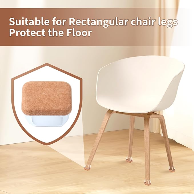 Ezprotekt 8 Pcs Rectangle Clear Felt Chair Leg Floor Protectors for Hardwood Tile Floors, Rectangle Silicone Felt Furniture Pads Caps Covers for Chair Table Desk Sofa (Fit W : 0.6 - 0.8", L: 0.9 - 1.3") | Furniture Pads - TrueDesk
