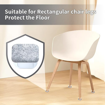 Ezprotekt 8 Pcs Rectangle Grey Felt Chair Leg Floor Protectors for Hardwood Floors, Rectangle Silicone Chair Leg Caps, Furniture Leg Covers Cups for Table Desk (Fit W :0.6 - 0.8", L: 0.9 - 1.3") | Furniture Cups - TrueDesk