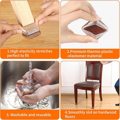 Ezprotekt Chair Leg Floor Protectors for Hardwood Floors, Felt Furniture Pads, Silicone Felt Furniture Leg Pads Caps Covers for Table Desk Sofa No Scratches and Reduce Noise (M Fit: 0.75" - 1") | Furniture Pads - TrueDesk