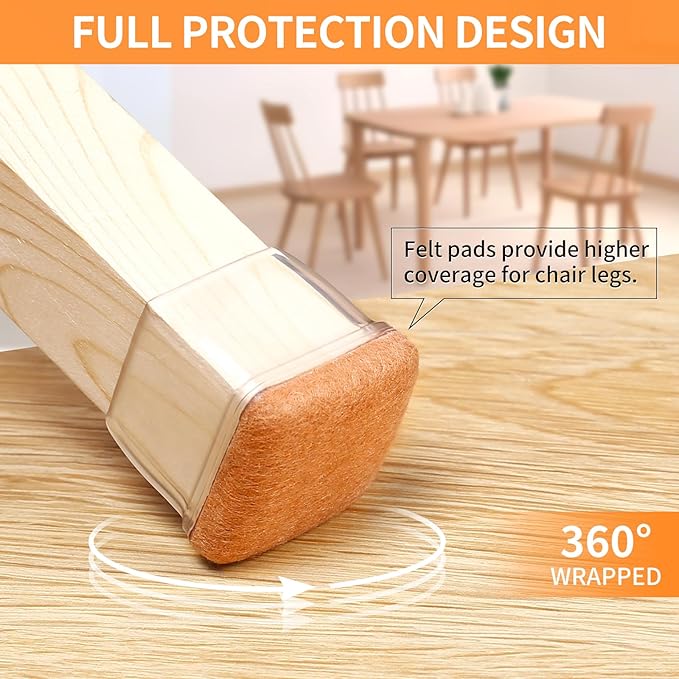 Ezprotekt Chair Leg Floor Protectors for Hardwood Floors, Felt Furniture Pads, Silicone Felt Furniture Leg Pads Caps Covers for Table Desk Sofa No Scratches and Reduce Noise (M Fit: 0.75" - 1") | Furniture Pads - TrueDesk