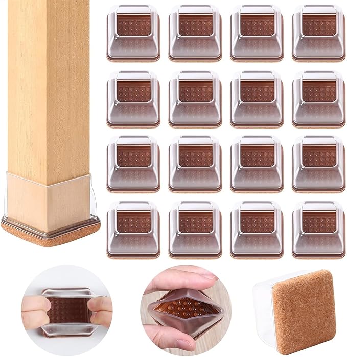 Ezprotekt Chair Leg Floor Protectors for Hardwood Floors, Felt Furniture Pads, Silicone Felt Furniture Leg Pads Caps Covers for Table Desk Sofa No Scratches and Reduce Noise (M Fit: 0.75" - 1") | Furniture Pads - TrueDesk