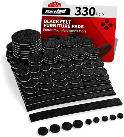 Ezprotekt Felt Furniture Pads, 330 Pcs Furniture Pads for Hardwoods Floors, Felt Pads for Chair Legs, Felt Pads for Furniture, Floor Protectors for Hardwood Floors - for Chair Desk Table (Black) | Furniture Pads - TrueDesk