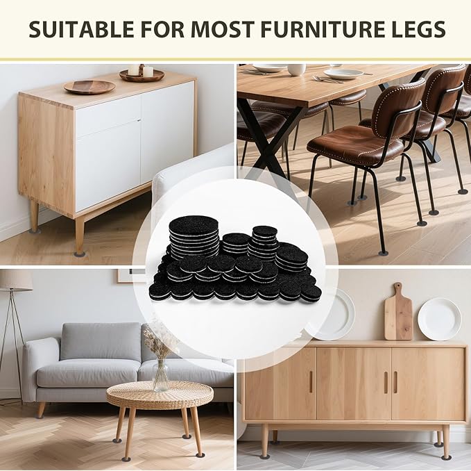 Ezprotekt Felt Furniture Pads, 330 Pcs Furniture Pads for Hardwoods Floors, Felt Pads for Chair Legs, Felt Pads for Furniture, Floor Protectors for Hardwood Floors - for Chair Desk Table (Black) | Furniture Pads - TrueDesk