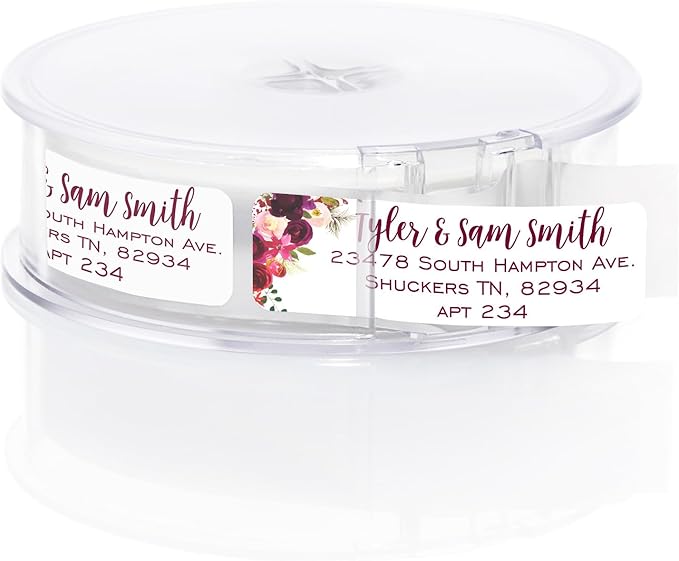 Fall Floral Rolled Address Labels / 250 Personalized Return Address Labels/Designer Address Stickers in Elegant Plastic Dispenser | Address Labels - TrueDesk