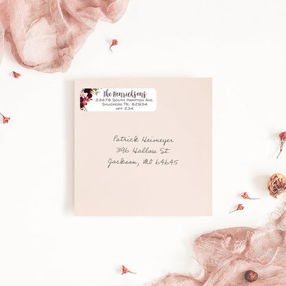 Fall Floral Rolled Address Labels / 500 Personalized Return Address Labels/Designer Address Stickers in Elegant Plastic Dispenser | Address Labels - TrueDesk