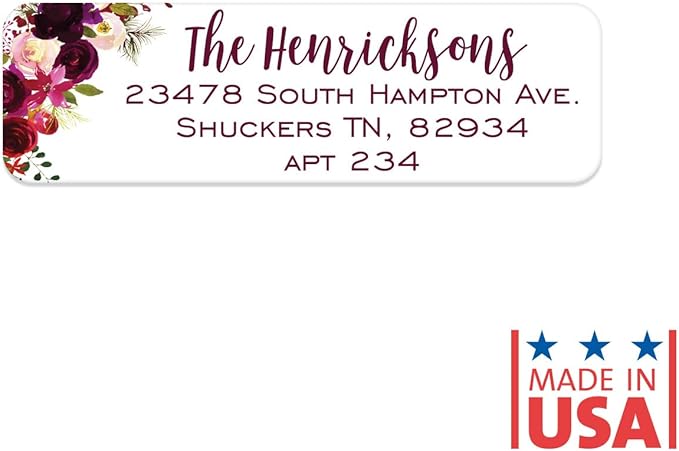 Fall Floral Rolled Address Labels / 500 Personalized Return Address Labels/Designer Address Stickers in Elegant Plastic Dispenser | Address Labels - TrueDesk