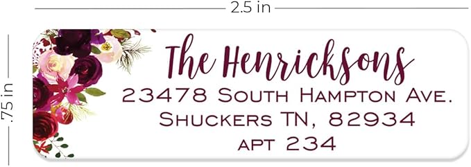 Fall Floral Rolled Address Labels / 500 Personalized Return Address Labels/Designer Address Stickers in Elegant Plastic Dispenser | Address Labels - TrueDesk