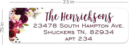 Fall Floral Rolled Address Labels / 500 Personalized Return Address Labels/Designer Address Stickers in Elegant Plastic Dispenser | Address Labels - TrueDesk