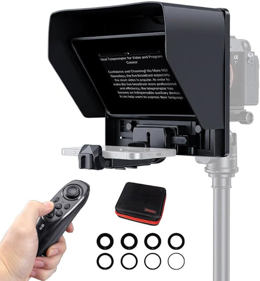 FEELWORLD TP10 10" Portable Foldable Teleprompter for Up to 9" Phone & mini Tablet Prompter Phone DSLR Camera Video Record for Live Stream Interview Speech with Remote Control | Teleprompters - TrueDesk