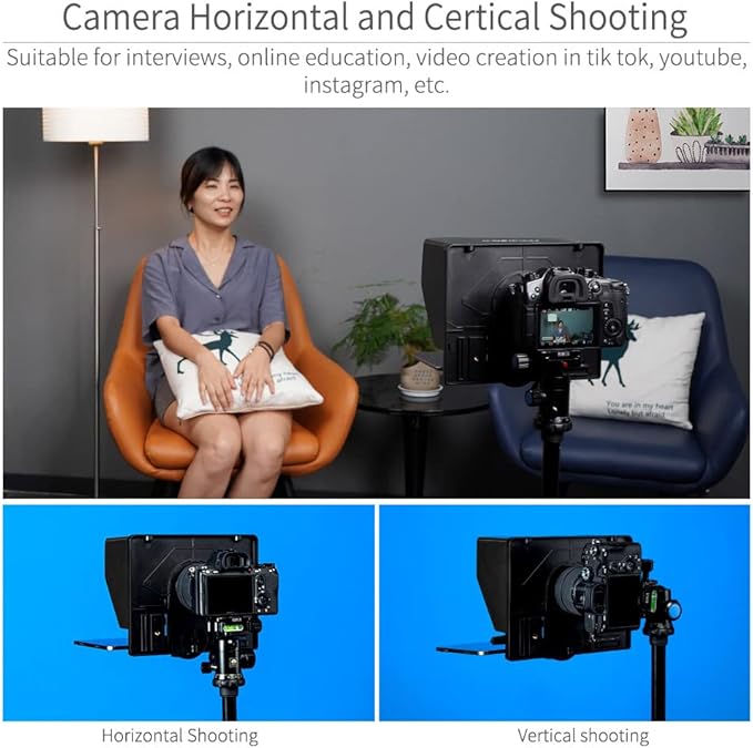 FEELWORLD TP10 10" Portable Foldable Teleprompter for Up to 9" Phone & mini Tablet Prompter Phone DSLR Camera Video Record for Live Stream Interview Speech with Remote Control | Teleprompters - TrueDesk