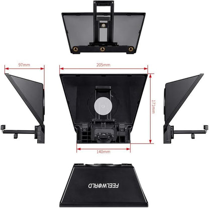 FEELWORLD TP2A Portable 8 - inch Teleprompter Supports up to 8" Smartphone/Tablet Prompting Smartphone DSLR Shooting with Remote Control & Lens Adapter Rings | Teleprompters - TrueDesk