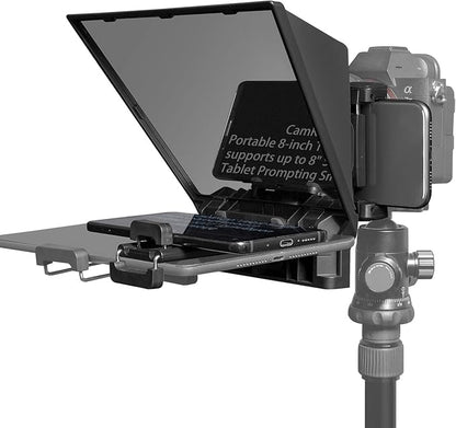 FEELWORLD TP2A Portable 8 - inch Teleprompter Supports up to 8" Smartphone/Tablet Prompting Smartphone DSLR Shooting with Remote Control & Lens Adapter Rings | Teleprompters - TrueDesk
