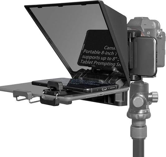 FEELWORLD TP2A Portable 8 - inch Teleprompter Supports up to 8" Smartphone/Tablet Prompting Smartphone DSLR Shooting with Remote Control & Lens Adapter Rings | Teleprompters - TrueDesk