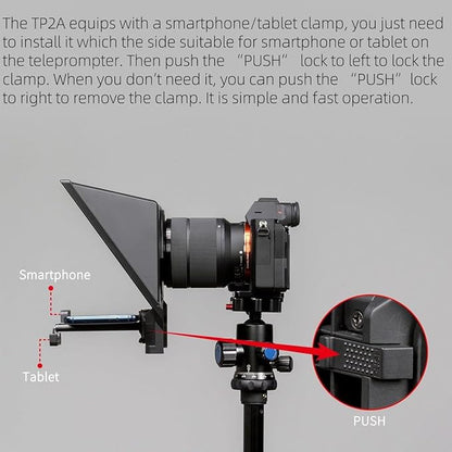 FEELWORLD TP2A Portable 8 - inch Teleprompter Supports up to 8" Smartphone/Tablet Prompting Smartphone DSLR Shooting with Remote Control & Lens Adapter Rings | Teleprompters - TrueDesk