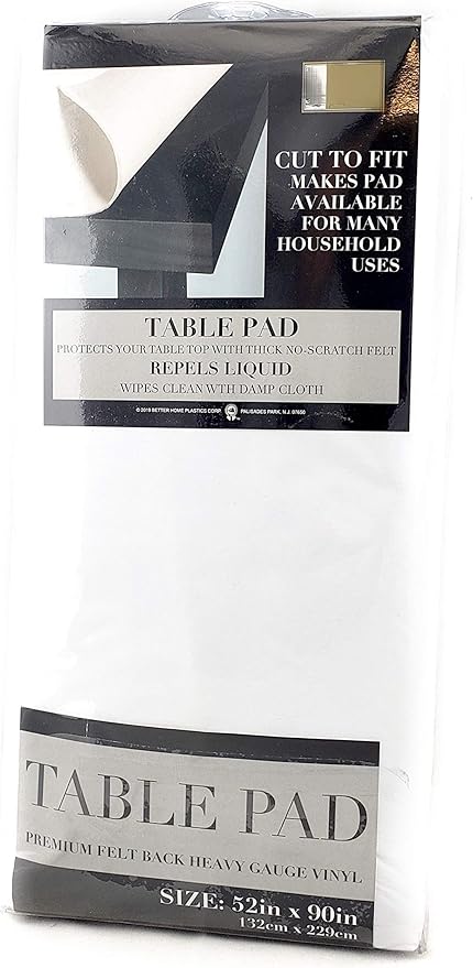 Felt Back Vinyl Table Pad 52" x 90" – Cut - to - Fit Waterproof Table Protector with Flannel Backing – Heat - Resistant Dining Pad for Daily or Under Tablecloth Use | Table Pads - TrueDesk
