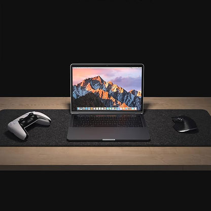 Felt Desk Mat | Computer Mat for Desk(36x12Inches) | Large Felt Mouse Pad and Keyboard Mat | Desk Protector for Office | Dark Gray | Desk Pads Blotters - TrueDesk