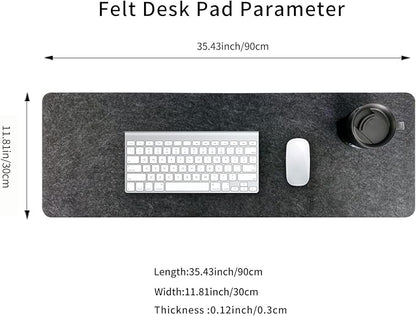 Felt Desk Mat | Computer Mat for Desk(36x12Inches) | Large Felt Mouse Pad and Keyboard Mat | Desk Protector for Office | Dark Gray | Desk Pads Blotters - TrueDesk
