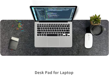 Felt Desk Mat | Computer Mat for Desk(36x12Inches) | Large Felt Mouse Pad and Keyboard Mat | Desk Protector for Office | Dark Gray | Desk Pads Blotters - TrueDesk