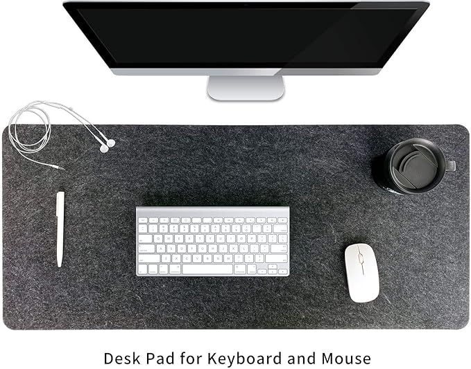 Felt Desk Mat,35.5" x 15.8" Inches,Large Keyboard Mat,Wool Desk Pad, Extra Large Felt Mouse Pad for Computers,Laptops, Offices and Homes. (Dark Gray) | Mouse Pads - TrueDesk
