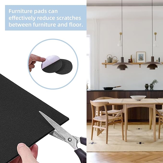 Felt Furniture Pads, 10 Pack Heavy Duty Non Slip Felt Sheets, 8 x 8 inch for Hardwood Floors, Chairs, Walls (Black) | Furniture Pads - TrueDesk