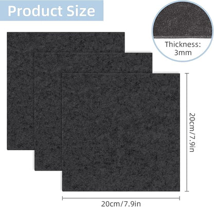Felt Furniture Pads, 10 Pack Heavy Duty Non Slip Felt Sheets, 8 x 8 inch for Hardwood Floors, Chairs, Walls (Black) | Furniture Pads - TrueDesk