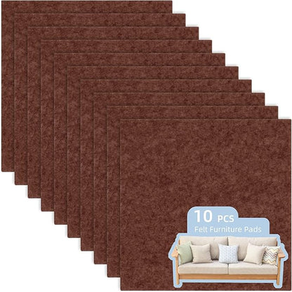 Felt Furniture Pads, 10 Pack Heavy Duty Non Slip Felt Sheets, 8 x 8 inch for Hardwood Floors, Chairs, Walls (Brown) | Furniture Pads - TrueDesk