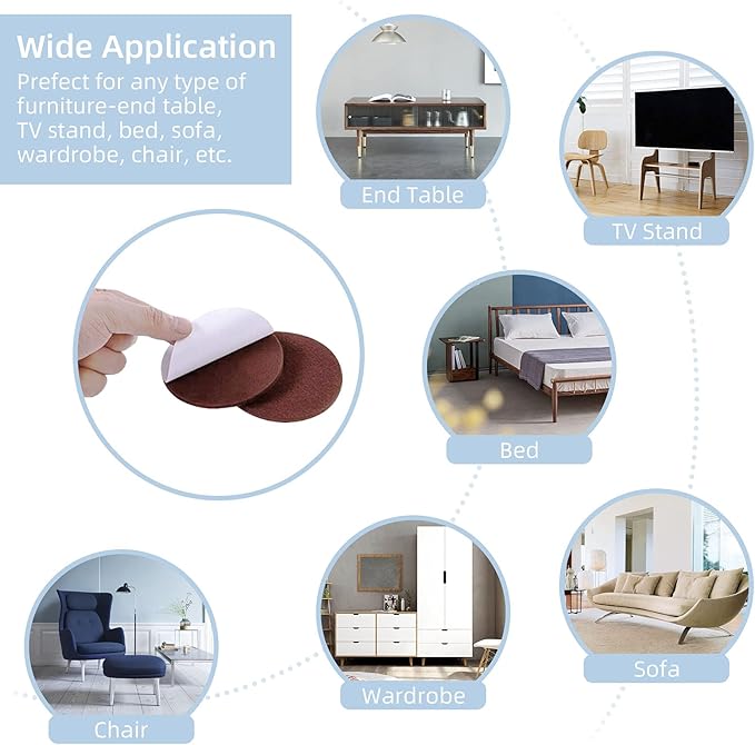 Felt Furniture Pads, 10 Pack Heavy Duty Non Slip Felt Sheets, 8 x 8 inch for Hardwood Floors, Chairs, Walls (Brown) | Furniture Pads - TrueDesk
