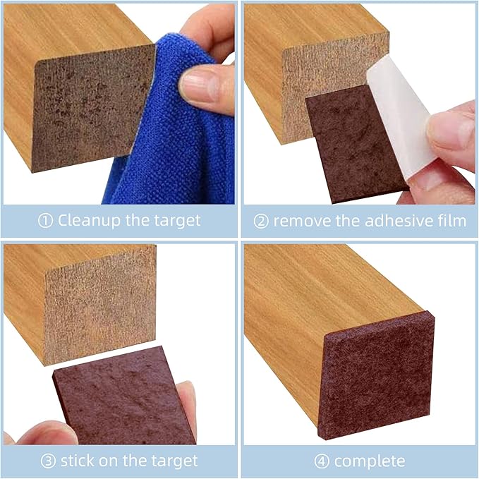 Felt Furniture Pads, 10 Pack Heavy Duty Non Slip Felt Sheets, 8 x 8 inch for Hardwood Floors, Chairs, Walls (Brown) | Furniture Pads - TrueDesk