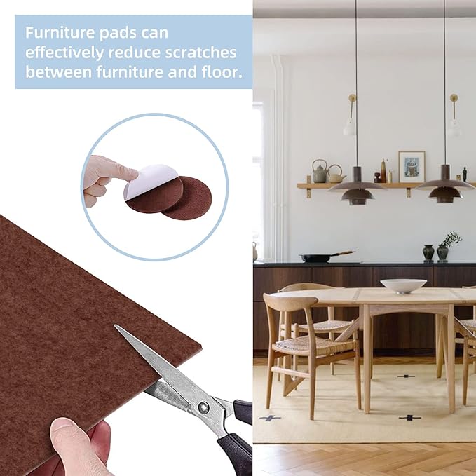 Felt Furniture Pads, 10 Pack Heavy Duty Non Slip Felt Sheets, 8 x 8 inch for Hardwood Floors, Chairs, Walls (Brown) | Furniture Pads - TrueDesk