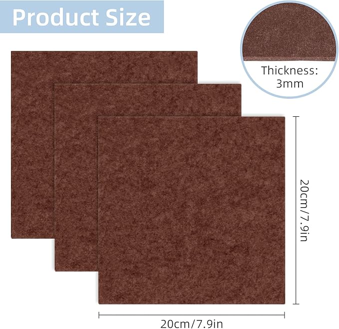 Felt Furniture Pads, 10 Pack Heavy Duty Non Slip Felt Sheets, 8 x 8 inch for Hardwood Floors, Chairs, Walls (Brown) | Furniture Pads - TrueDesk