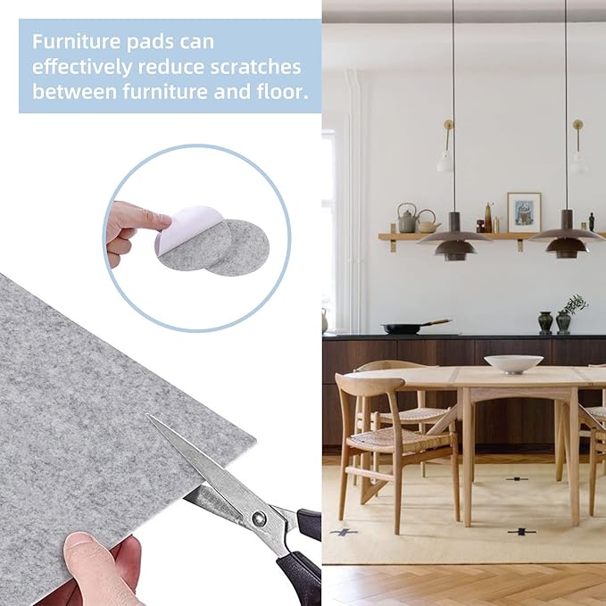 Felt Furniture Pads, 10 Pack Heavy Duty Non Slip Felt Sheets, 8 x 8 inch for Hardwood Floors, Chairs, Walls (Grey) | Furniture Pads - TrueDesk