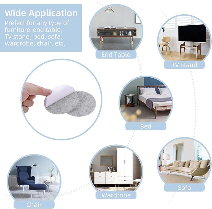 Felt Furniture Pads, 10 Pack Heavy Duty Non Slip Felt Sheets, 8 x 8 inch for Hardwood Floors, Chairs, Walls (Grey) | Furniture Pads - TrueDesk