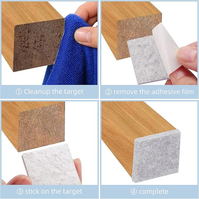 Felt Furniture Pads, 10 Pack Heavy Duty Non Slip Felt Sheets, 8 x 8 inch for Hardwood Floors, Chairs, Walls (Grey) | Furniture Pads - TrueDesk