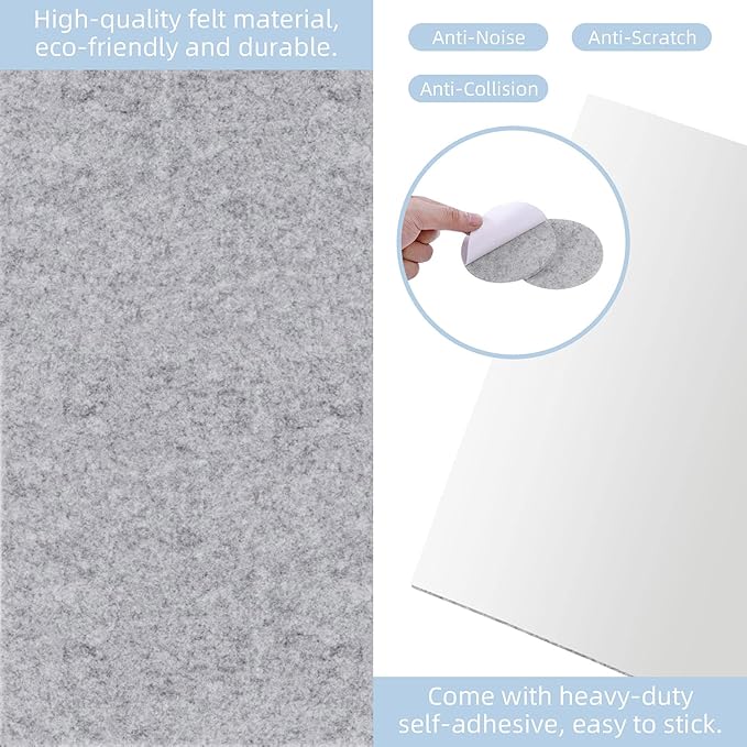 Felt Furniture Pads, 10 Pack Heavy Duty Non Slip Felt Sheets, 8 x 8 inch for Hardwood Floors, Chairs, Walls (Grey) | Furniture Pads - TrueDesk