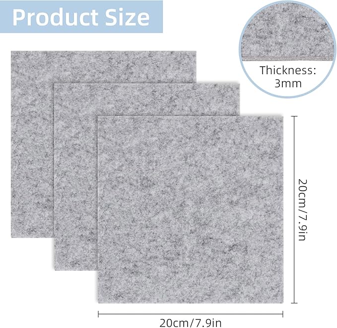 Felt Furniture Pads, 10 Pack Heavy Duty Non Slip Felt Sheets, 8 x 8 inch for Hardwood Floors, Chairs, Walls (Grey) | Furniture Pads - TrueDesk