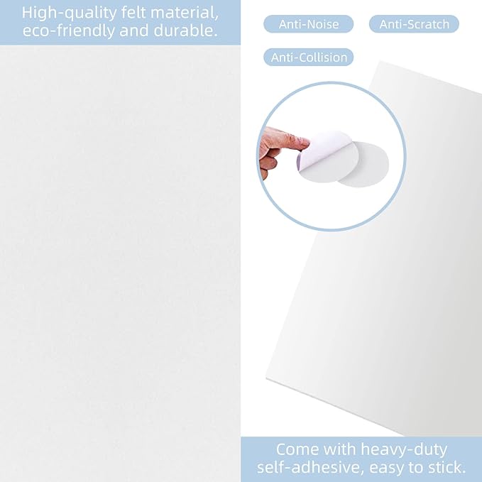 Felt Furniture Pads, 10 Pack Heavy Duty Non Slip Felt Sheets, 8 x 8 inch for Hardwood Floors, Chairs, Walls (White) | Furniture Pads - TrueDesk