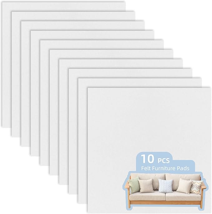 Felt Furniture Pads, 10 Pack Heavy Duty Non Slip Felt Sheets, 8 x 8 inch for Hardwood Floors, Chairs, Walls (White) | Furniture Pads - TrueDesk