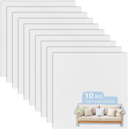 Felt Furniture Pads, 10 Pack Heavy Duty Non Slip Felt Sheets, 8 x 8 inch for Hardwood Floors, Chairs, Walls (White) | Furniture Pads - TrueDesk