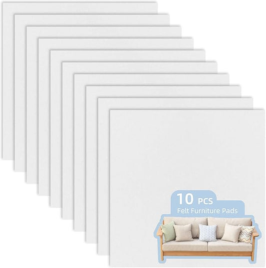 Felt Furniture Pads, 10 Pack Heavy Duty Non Slip Felt Sheets, 8 x 8 inch for Hardwood Floors, Chairs, Walls (White) | Furniture Pads - TrueDesk