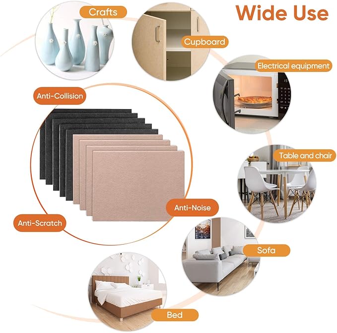 Felt Furniture Pads 10pcs 8" x 6" Adhesive Large Felt Pads, Cuttable Chair Leg Pads, Hardwood Floor Protectors for Furniture (Black 5 Pcs + Beige 5 Pcs) | Furniture Pads - TrueDesk